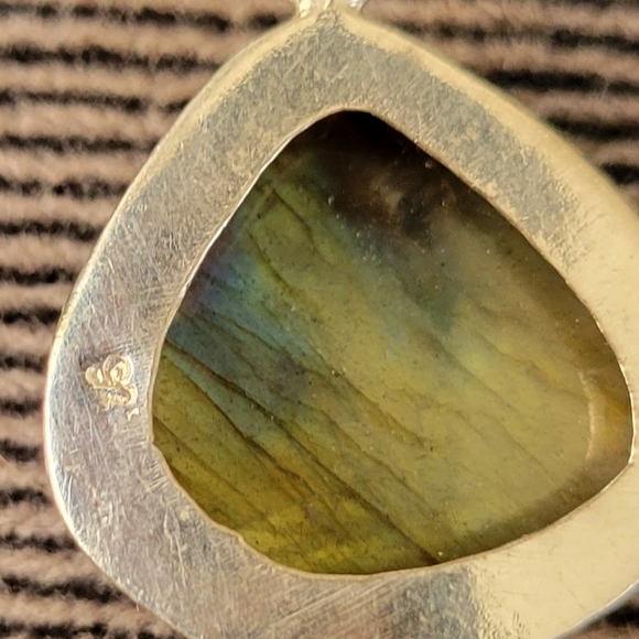 Elegant Blue Green Labradorite Bracelet In 925 Silver Links Green Stone Bracelet - Picture 3 of 5